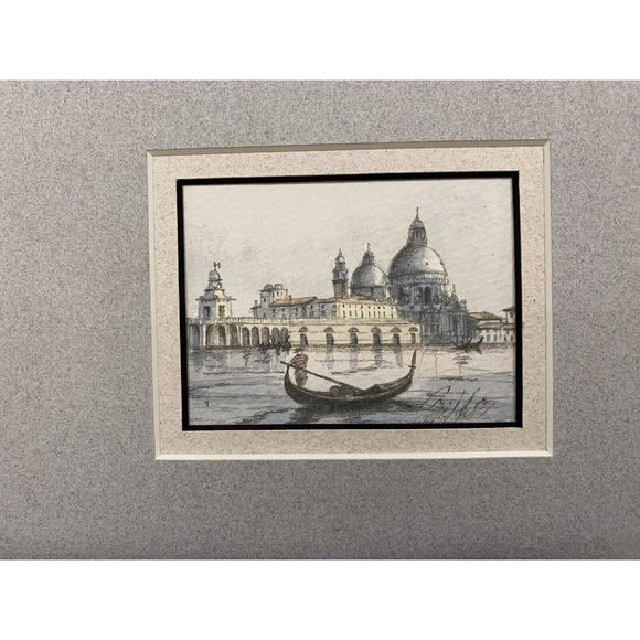 Santa Maria della Salute Venice Lithograph ? Signed Dated in Back Framed Vintage - Picture 16 of 16